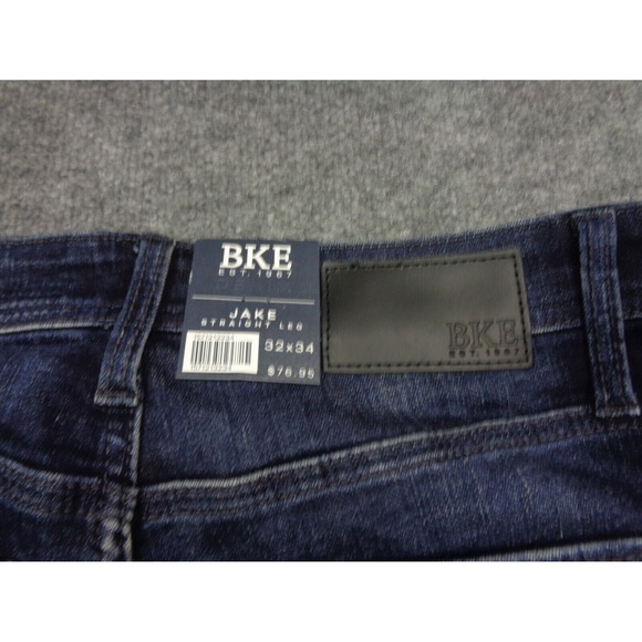 BKE Jean Men 32x34 Blue Jake Straight Buckle Denim Stretch Thick Stitch Werstern - Picture 11 of 13